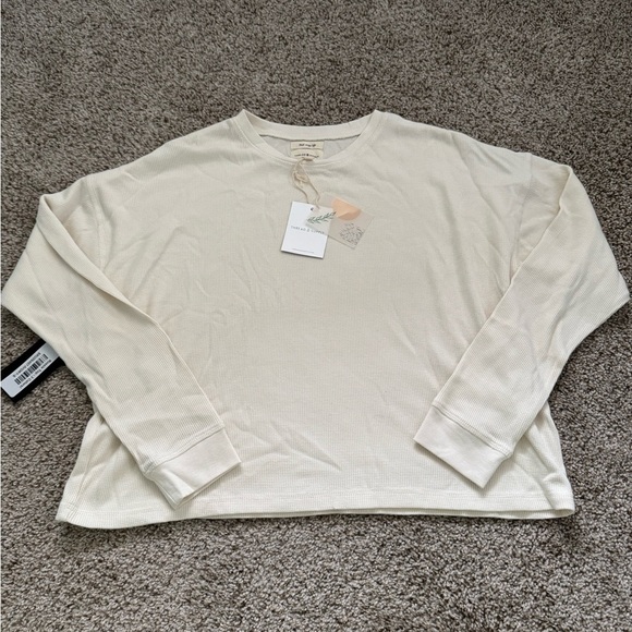 NWT Thread & Supply Rossie Thermal Top Long Sleeve Cream Ivory Size Small - Picture 1 of 6